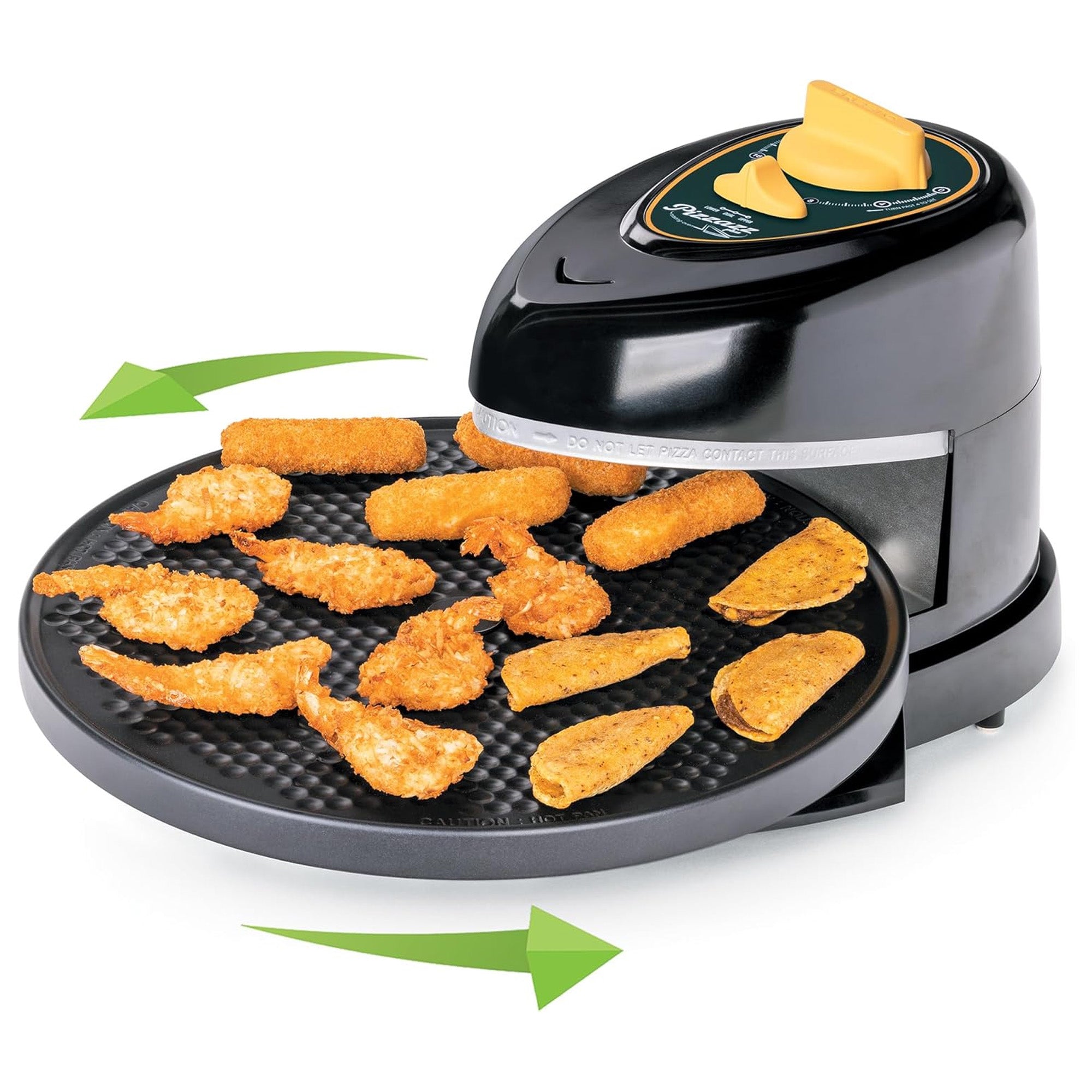 Presto 03434 Pizzazz Plus Rotating Pizza Oven, Bake 7-12" Pizzas, Green/Gold - VMInnovations