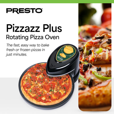 Presto 03434 Pizzazz Plus Rotating Pizza Oven, Bake 7-12" Pizzas, Green/Gold - VMInnovations