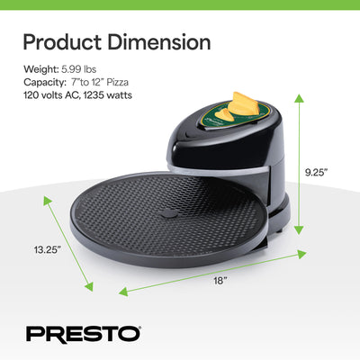 Presto 03434 Pizzazz Plus Rotating Pizza Oven, Bake 7-12" Pizzas, Green/Gold - VMInnovations