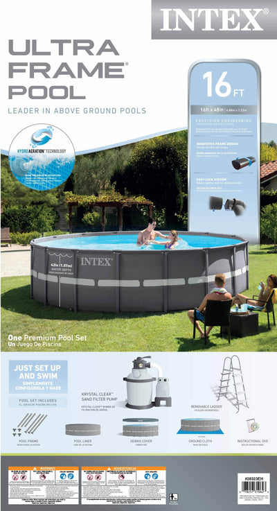 INTEX 16' x 48" Ultra Frame Swimming Pool Set w/ Sand Filter Pump (Open Box)