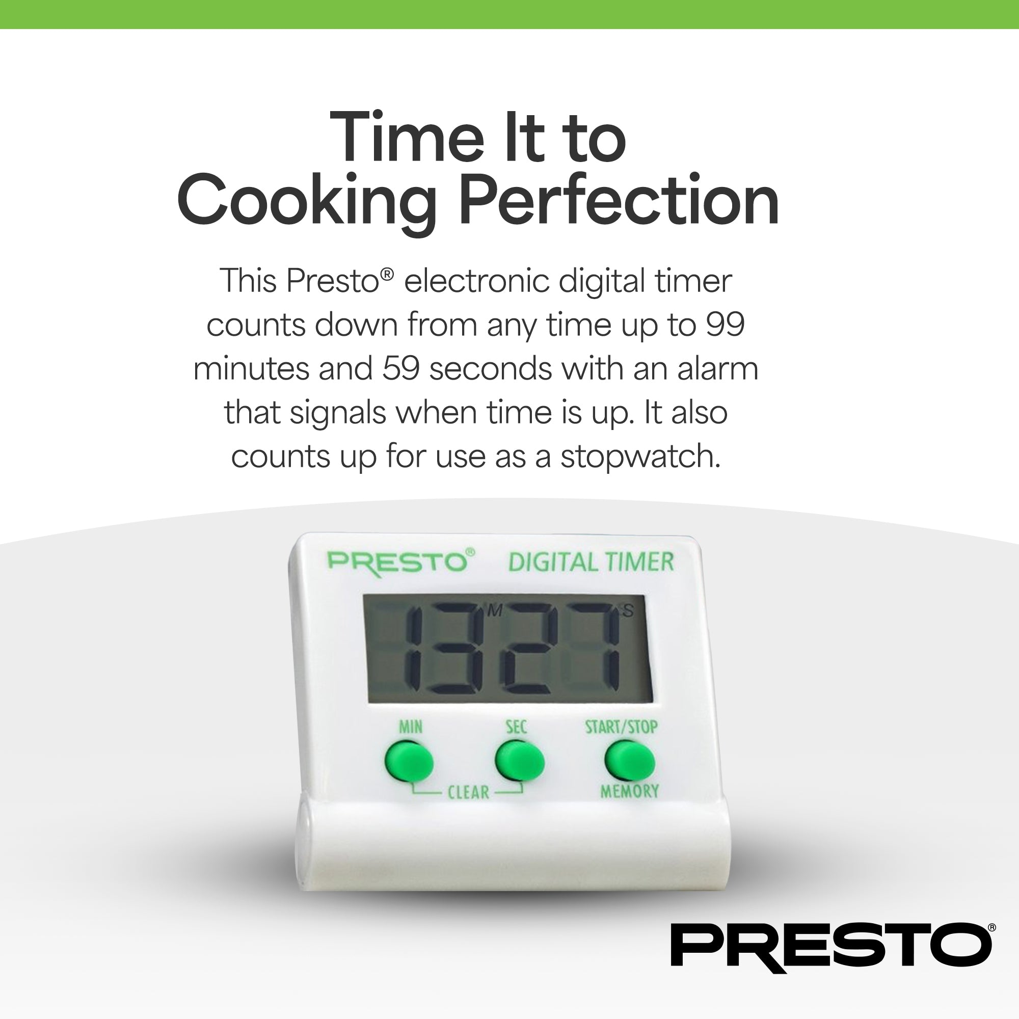 Presto Electronic Digital Timer, Portable LCD Display Stopwatch w/ Alarm Signal - VMInnovations