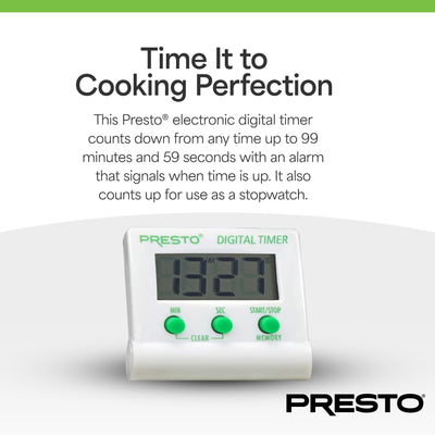 Presto Electronic Digital Timer, Portable LCD Display Stopwatch w/ Alarm Signal - VMInnovations