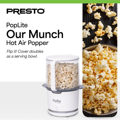 Presto 04812 PopLite Hot Air Popper Popcorn Maker for Home (Open Box) - VMInnovations