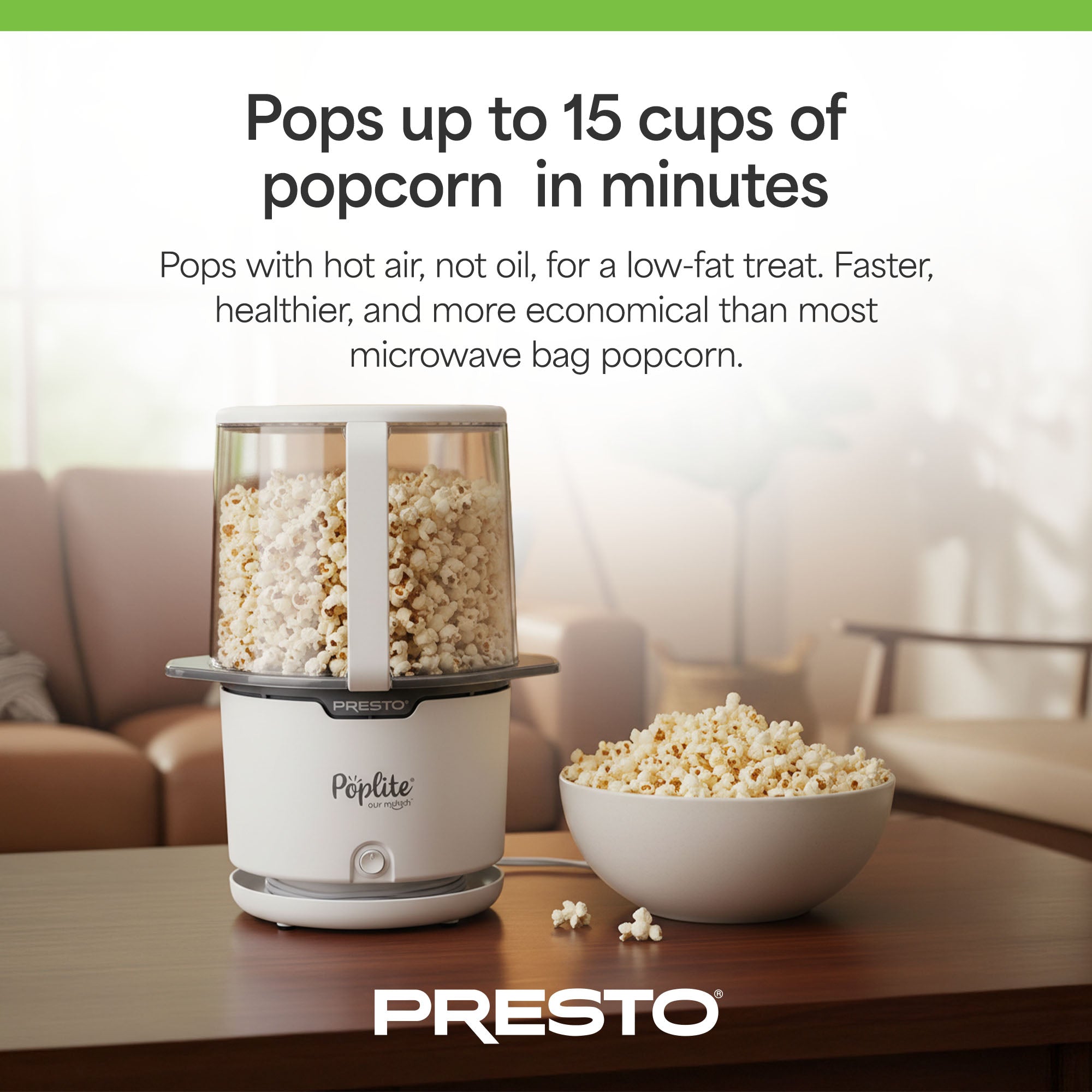 Presto 04812 PopLite Hot Air Popper Popcorn Maker for Home (Open Box) - VMInnovations