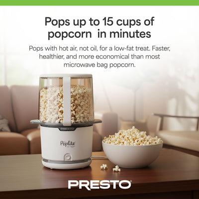 Presto 04812 PopLite Hot Air Popper Popcorn Maker for Home (Open Box) - VMInnovations