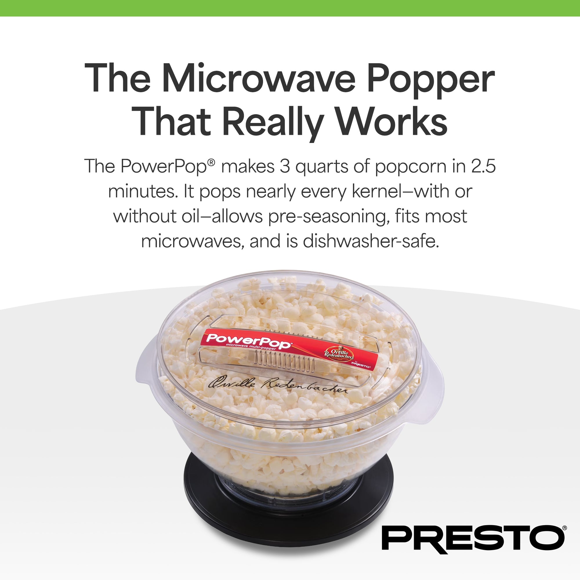 Presto PowerPop Microwave Popcorn Popper, Quick Popcorn Maker, 3 Quarts, Black - VMInnovations