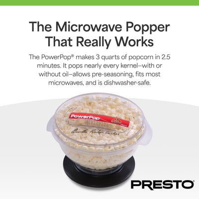Presto PowerPop Microwave Popcorn Popper, Quick Popcorn Maker, 3 Quarts, Black - VMInnovations