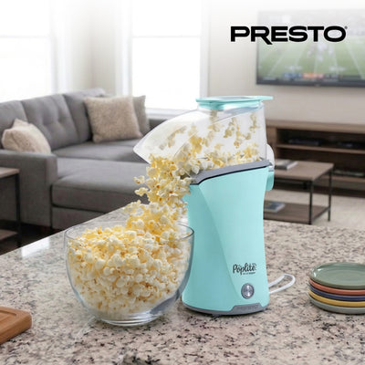Presto PopLite Hot Air Corn Popper, Natural Quick Popcorn Maker, 18 Cups, Aqua - VMInnovations