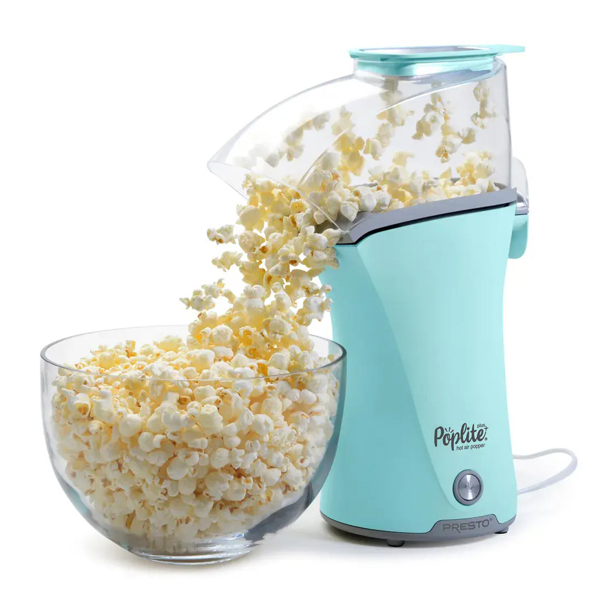Presto PopLite Hot Air Corn Popper, Natural Quick Popcorn Maker, 18 Cups, Aqua - VMInnovations
