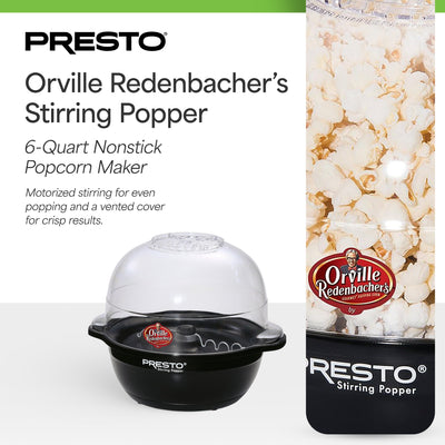 Presto Orville Redenbacher's Stirring Popper, Nonstick Popcorn Maker, 6 Quart (Open Box)