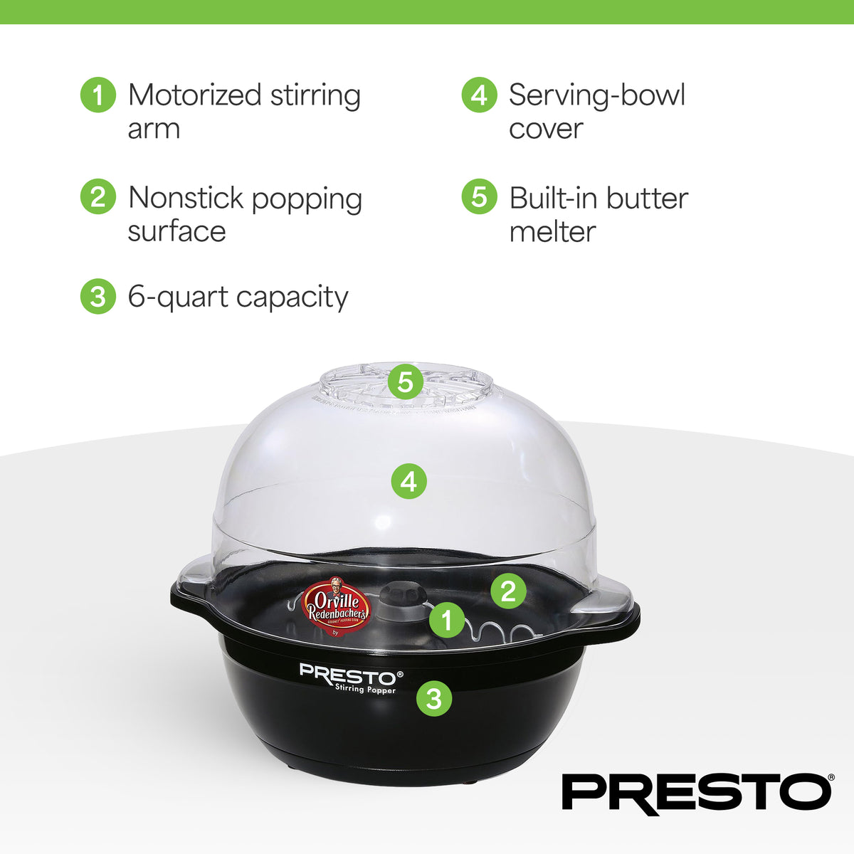 Presto Orville Redenbacher's Stirring Popper, Nonstick Popcorn Maker, (Open Box)