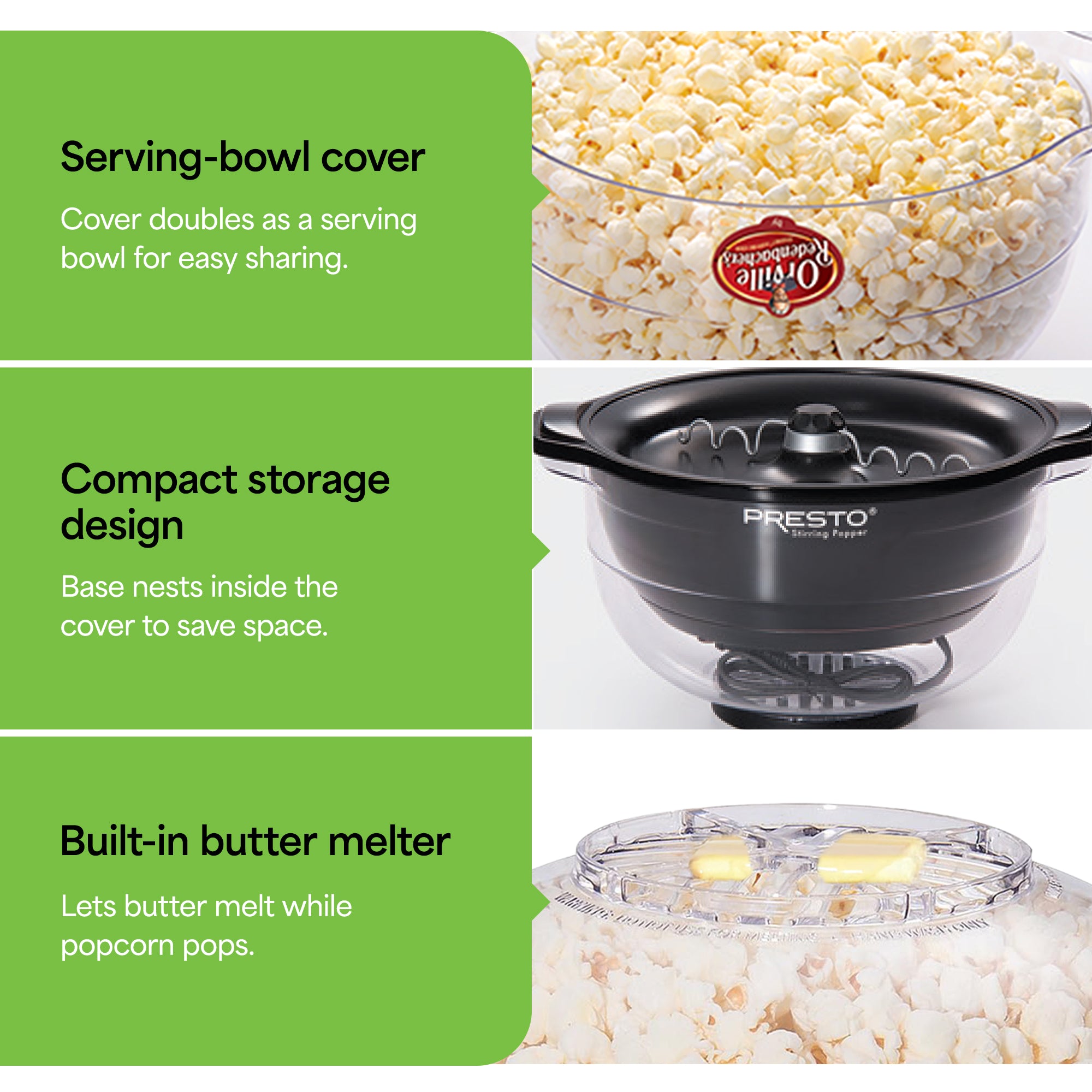 Presto Orville Redenbacher's Stirring Popper, Nonstick Popcorn Maker, 6 Quart (Open Box)