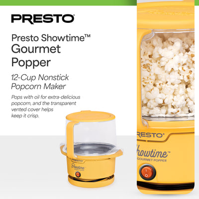 Presto Showtime Gourmet Popper, Nonstick Popcorn Maker, 12 Cups (Open Box)