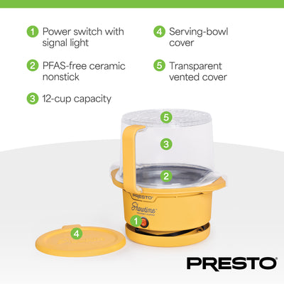 Presto Showtime Gourmet Popper, Nonstick Popcorn Maker, 12 Cups (Open Box)