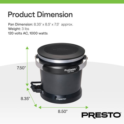 Presto FryDaddy Electric Deep Fryer, Ceramic Nonstick, 4-Cup Oil Capacity, Black - VMInnovations