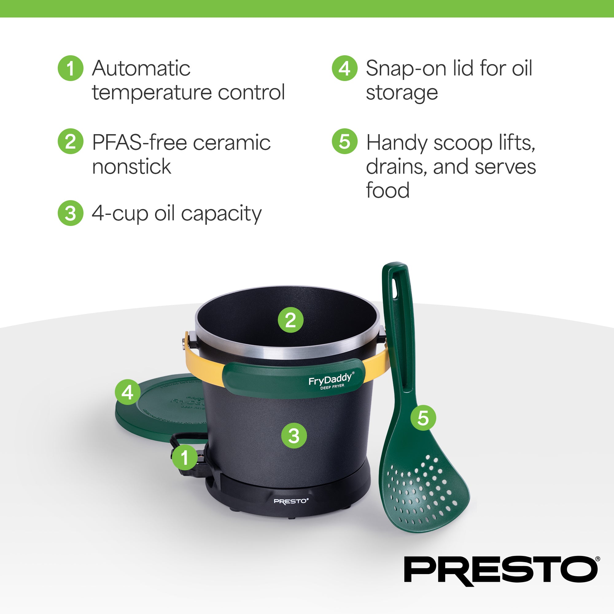 Presto FryDaddy Electric Deep Fryer, Ceramic Nonstick, 4-Cup Oil Capacity, Multi - VMInnovations