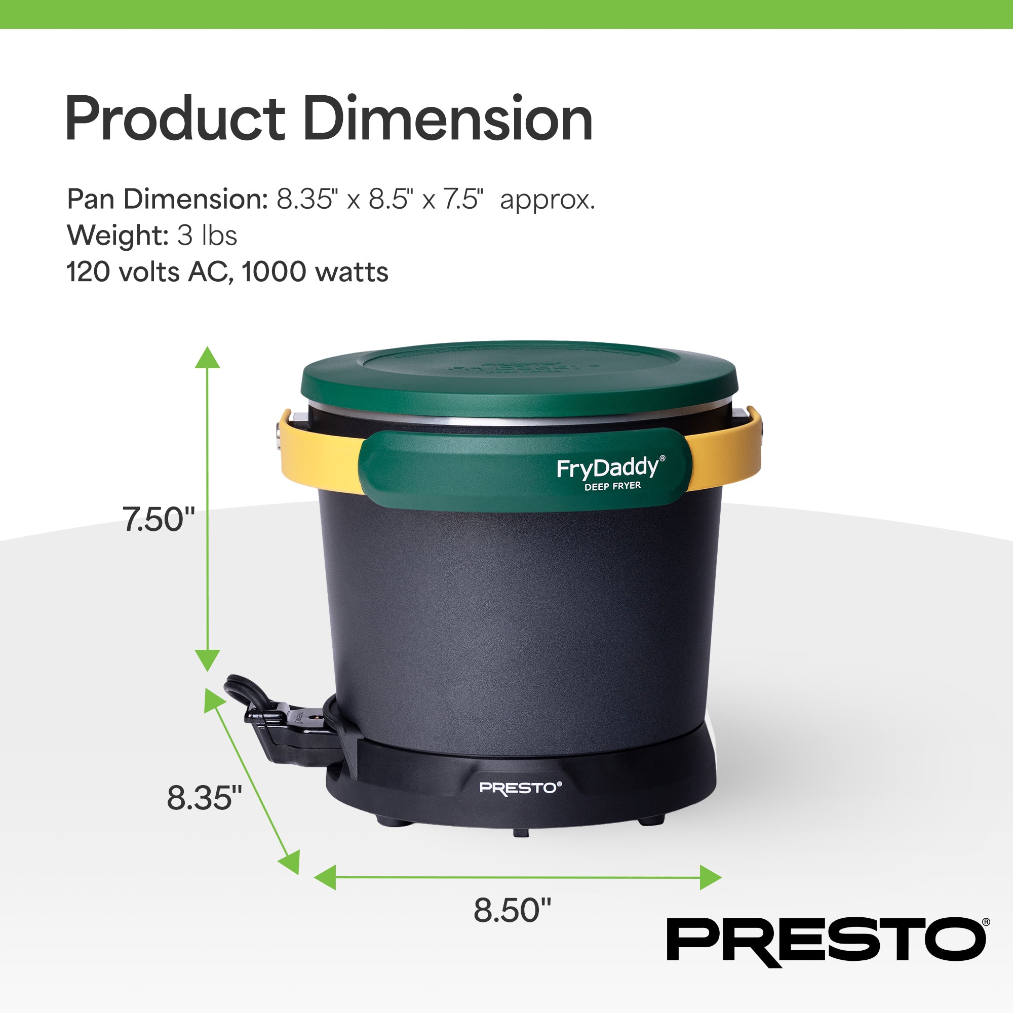 Presto FryDaddy Electric Deep Fryer, Ceramic Nonstick, 4-Cup Oil Capacity, Multi - VMInnovations