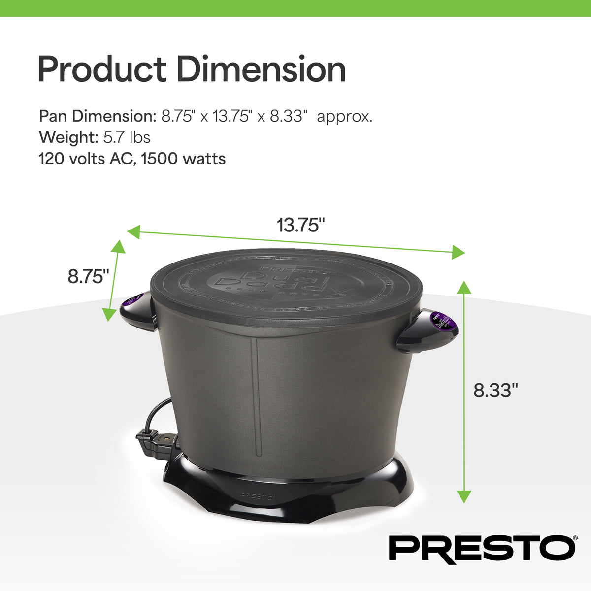 Presto DualDaddy Electric Deep Fryer with Divider, Ceramic Nonstick (Open Box)