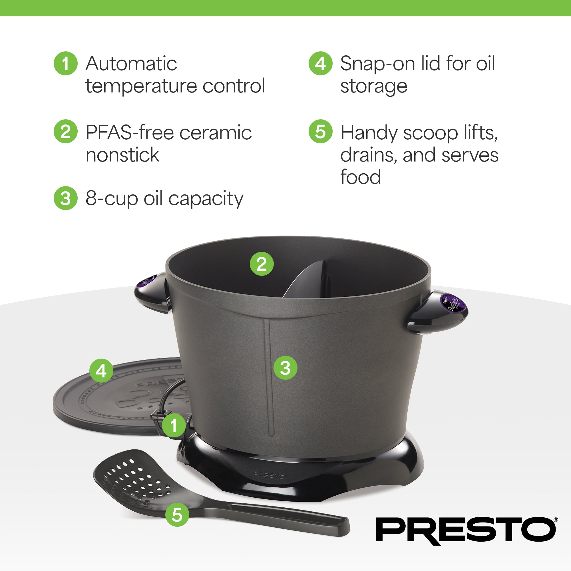 Presto DualDaddy Electric Deep Fryer with Divider, Ceramic Nonstick (Open Box)