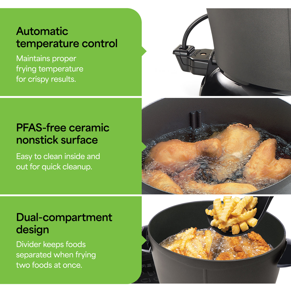 Presto DualDaddy Electric Deep Fryer with Divider, Ceramic Nonstick (Open Box)