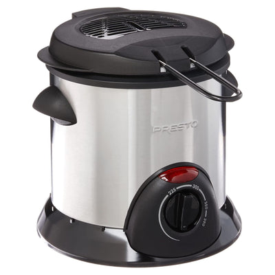 Presto 1L Stainless Steel Electric Deep Fryer with Temperature Control, Silver - VMInnovations