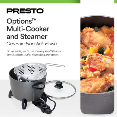Presto Electric Multi Cooker & Steamer W Ceramic Nonstick Finish (Open Box)