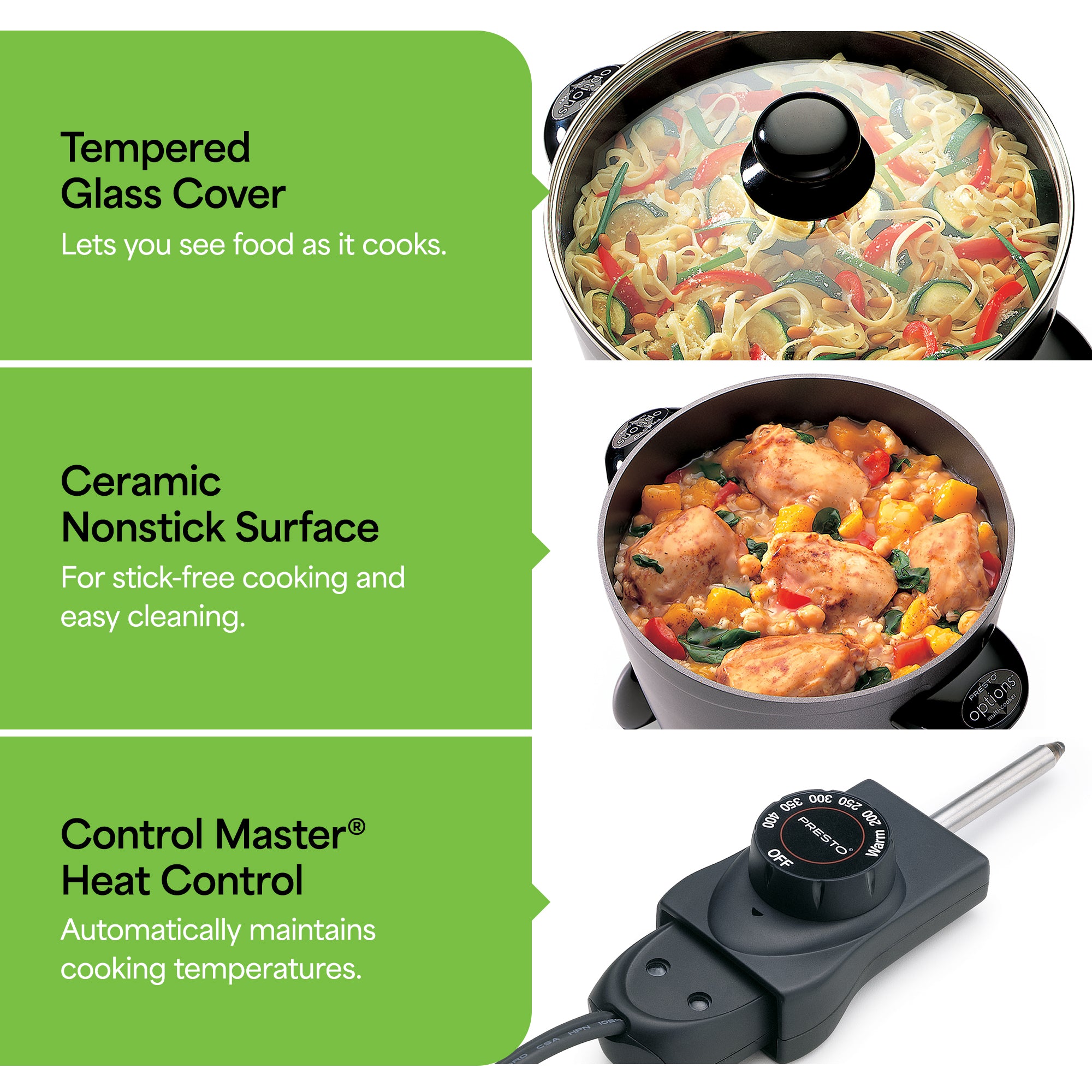 Presto Electric Multi Cooker & Steamer W Ceramic Nonstick Finish (Open Box)