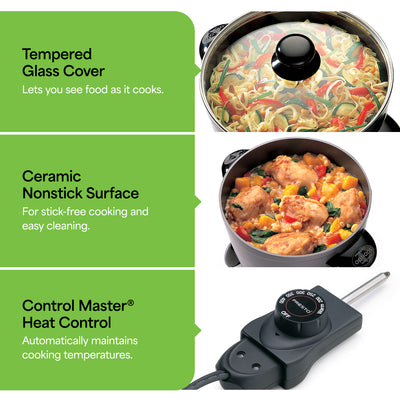 Presto Electric Multi Cooker & Steamer W Ceramic Nonstick Finish (Open Box)