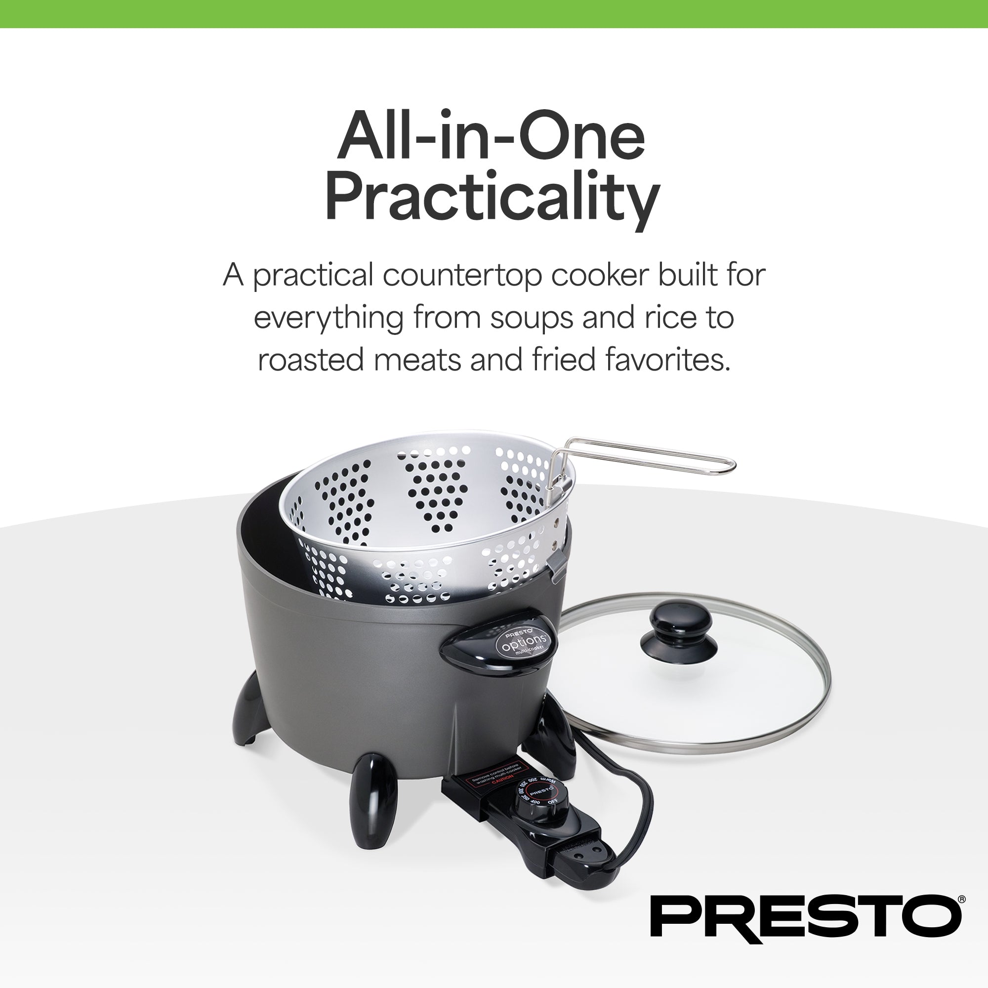 Presto Electric Multi Cooker & Steamer W Ceramic Nonstick Finish (Open Box)