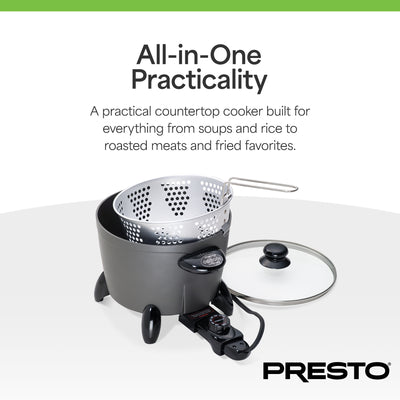 Presto Electric Multi Cooker & Steamer W Ceramic Nonstick Finish (Open Box)