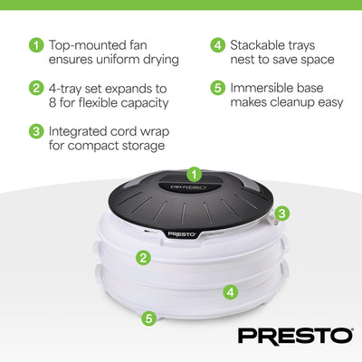 Presto Dehydro Electric Food Dehydrator, Expandable Dryer Machine(Open Box)