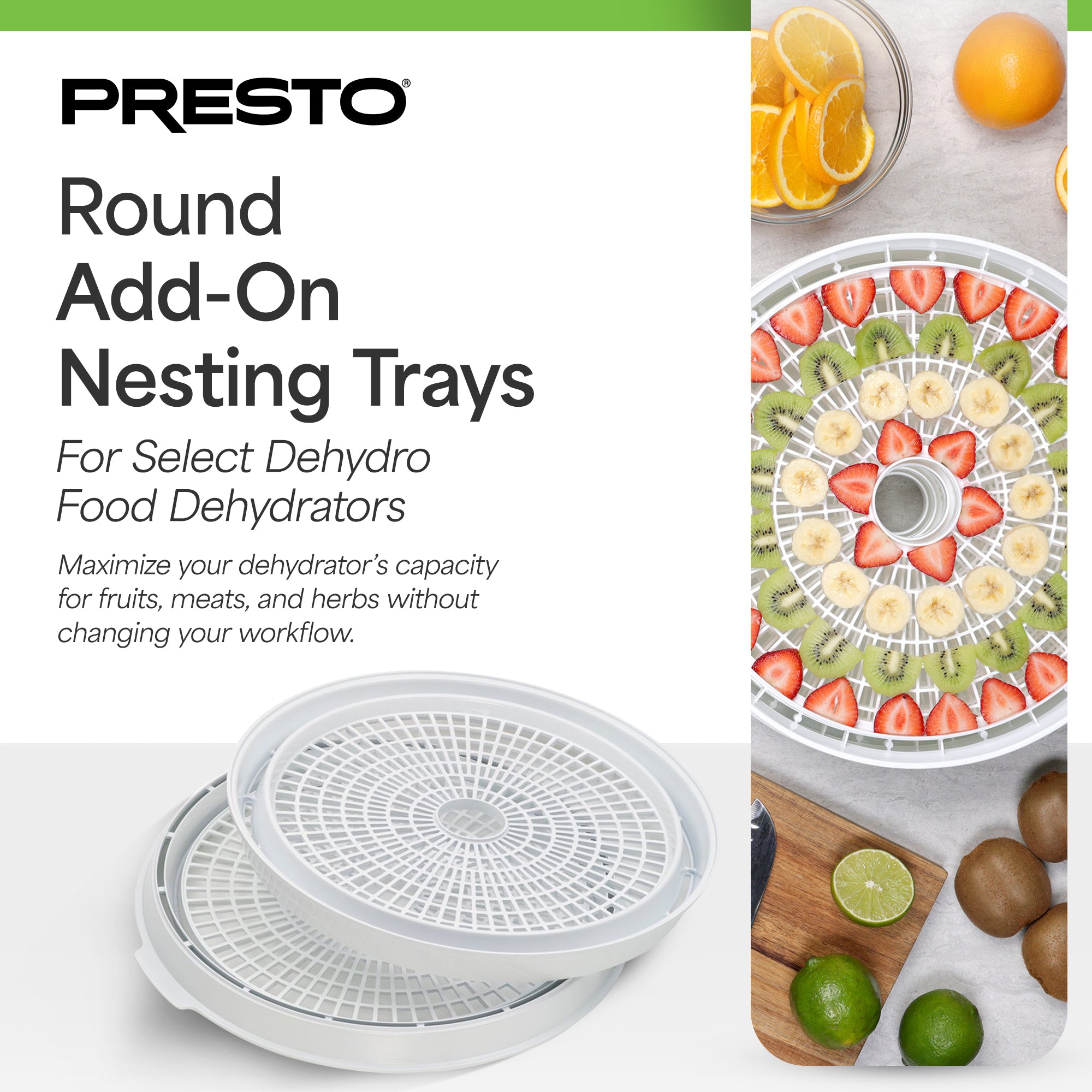 Presto Round Add-on Nesting Trays for Select Dehydro Food Dehydrators (Open Box)