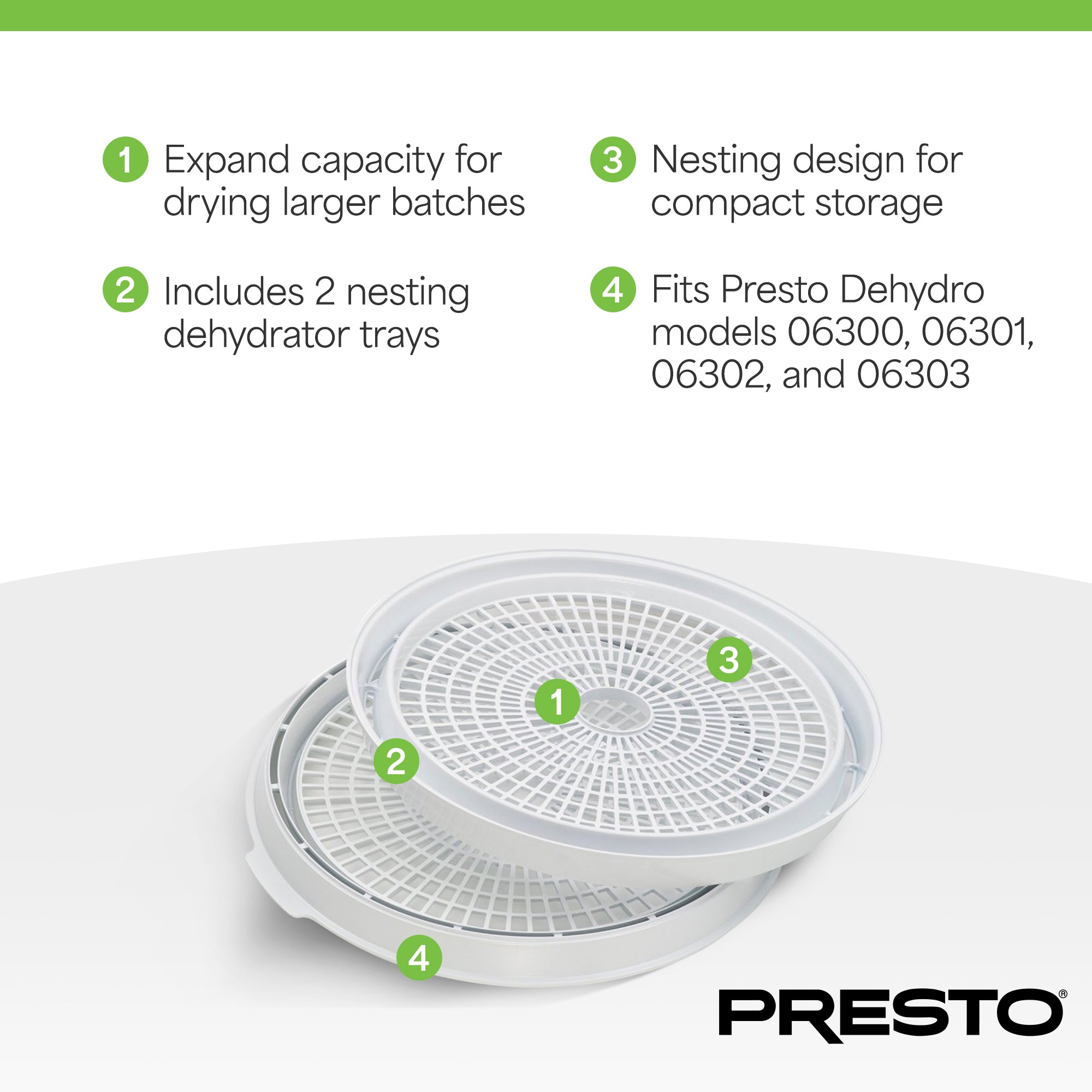 Presto Round Add-on Nesting Trays for Select Dehydro Food Dehydrators (Open Box)