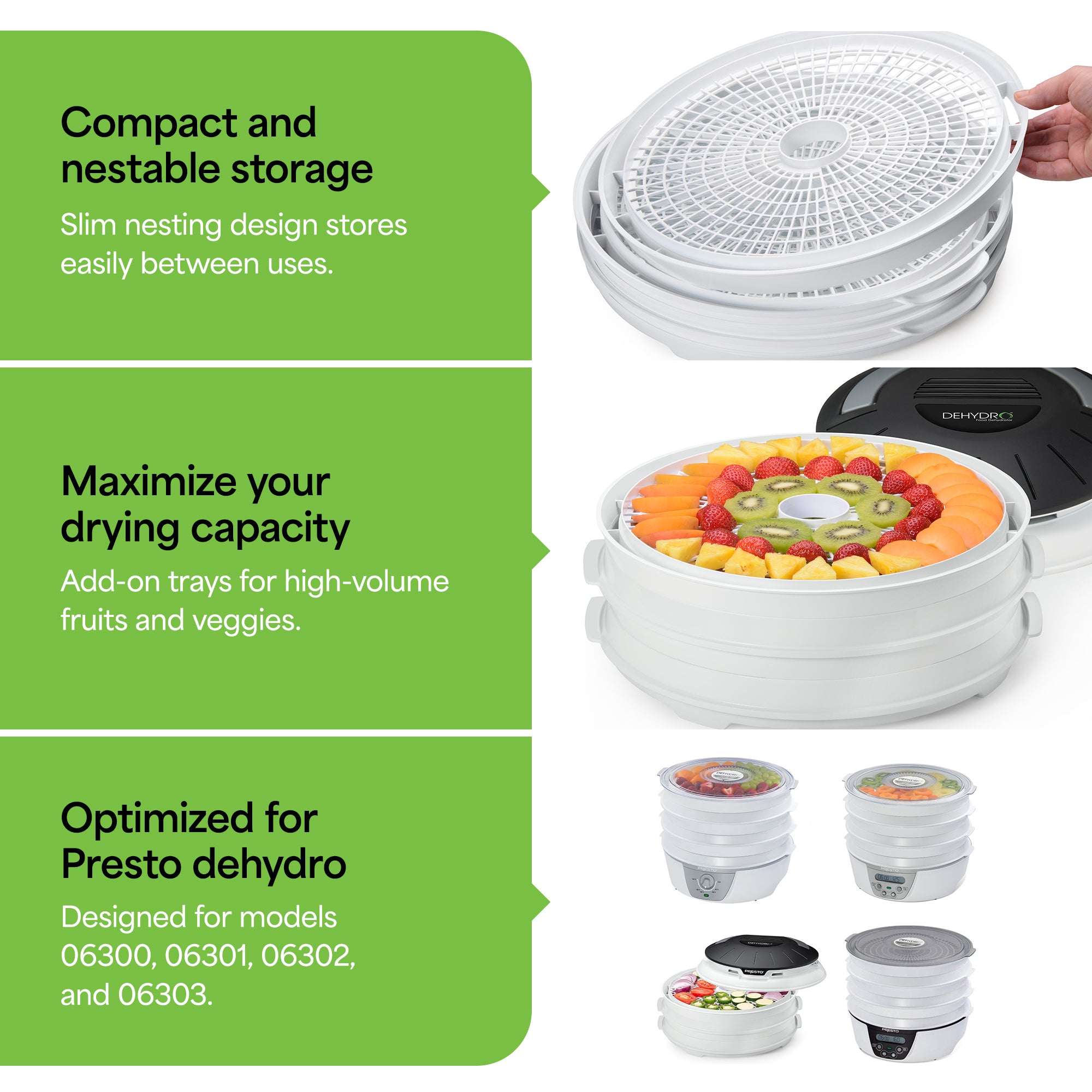 Presto Round Add-on Nesting Trays for Select Dehydro Food Dehydrators (Open Box)