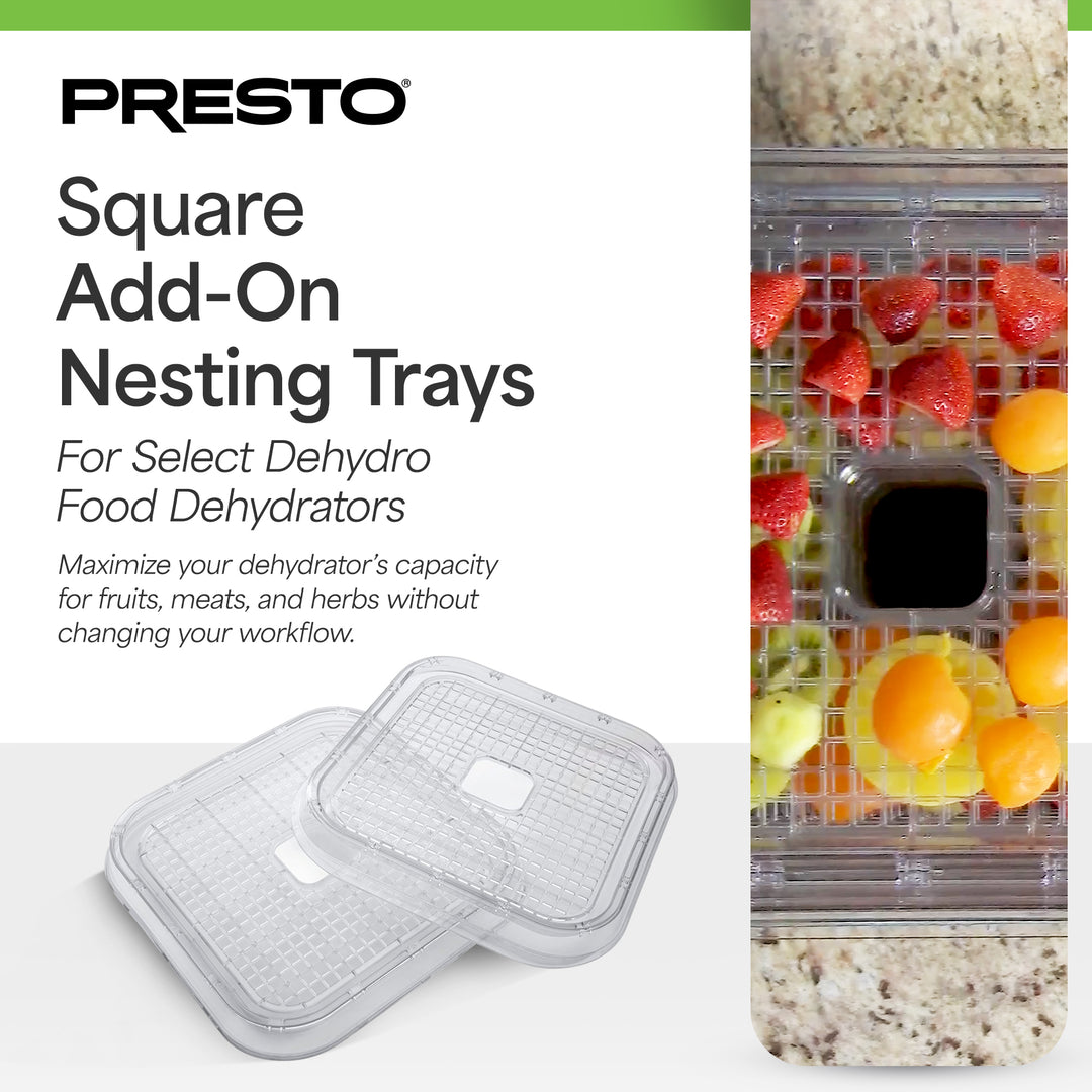 Presto Square Add-on Nesting Trays for Select Dehydro Food Dehydrators, Set of 2
