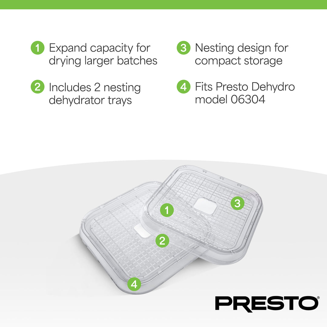 Presto Square Add-on Nesting Trays for Select Dehydro Food Dehydrators, Set of 2