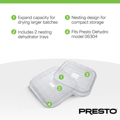 Presto Square Add-on Nesting Trays for Select Dehydro Food Dehydrators, Set of 2 - VMInnovations