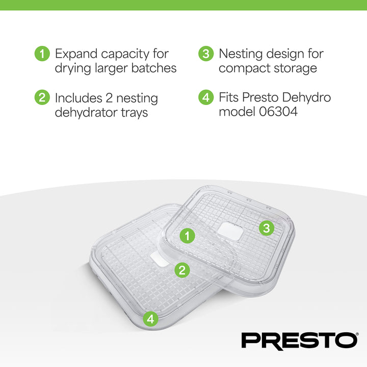 Presto Square Add-on Nesting Trays for Select Dehydro Food Dehydrators, Set of 2