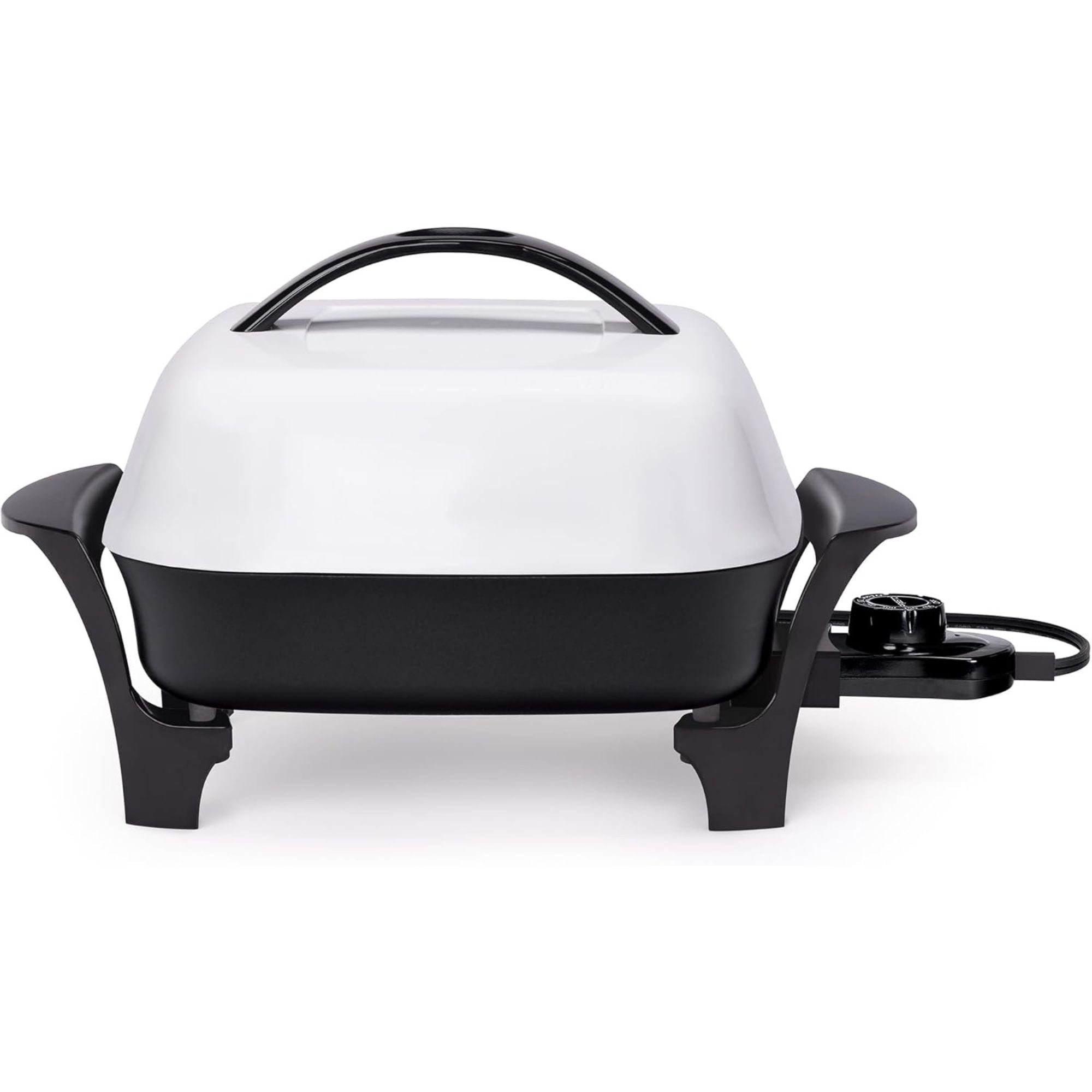 Presto 11" Electric Skillet with High-Dome Cover, Ceramic Nonstick, Black/White - VMInnovations