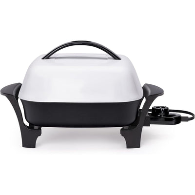 Presto 11" Electric Skillet with High-Dome Cover, Ceramic Nonstick, Black/White - VMInnovations