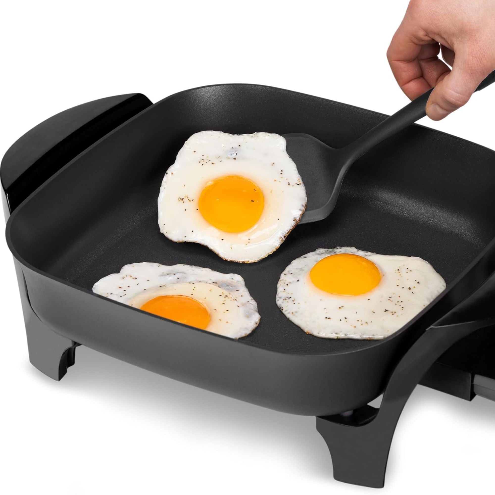 Presto 11" Electric Skillet with High-Dome Cover, Ceramic Nonstick, Black/White - VMInnovations