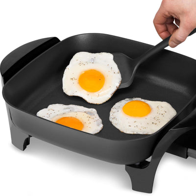 Presto 11" Electric Skillet with High-Dome Cover, Ceramic Nonstick, Black/White - VMInnovations