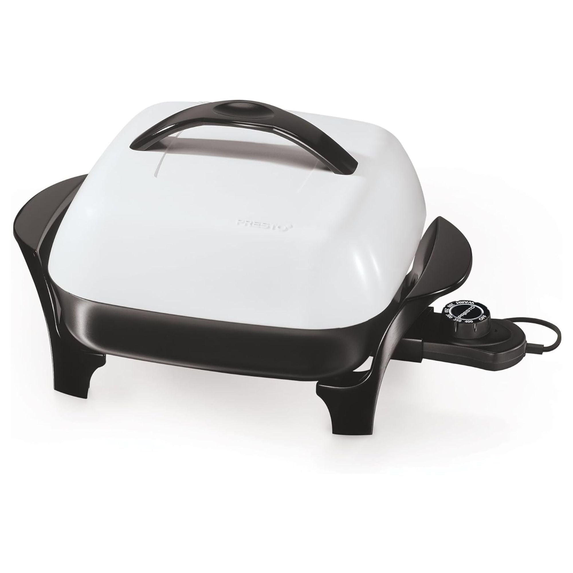 Presto 11" Electric Skillet with High-Dome Cover, Ceramic Nonstick, Black/White - VMInnovations