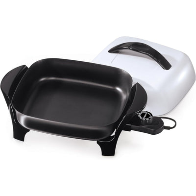 Presto 11" Electric Skillet with High-Dome Cover, Ceramic Nonstick, Black/White - VMInnovations