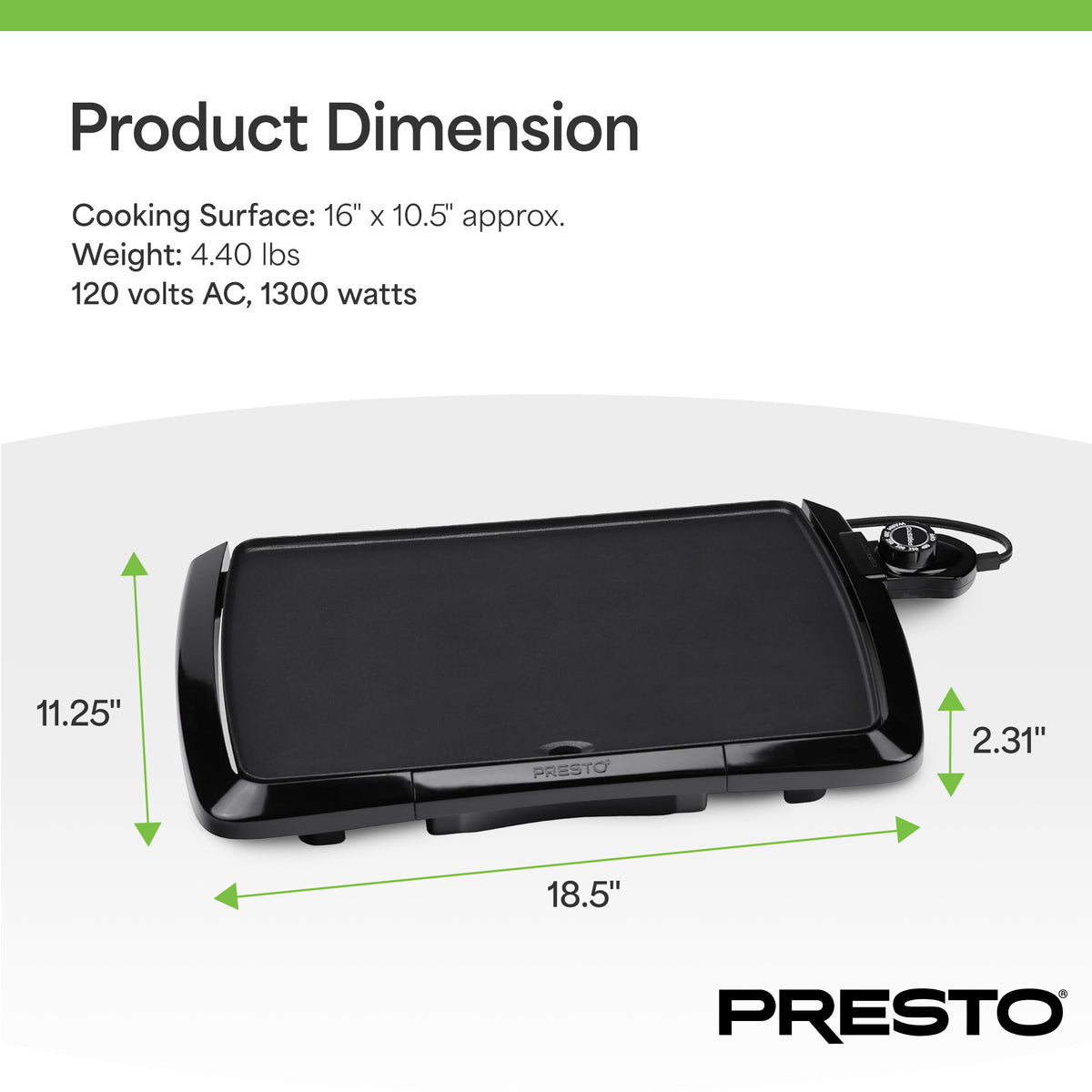 Presto Cool-Touch Electric Griddle, Ceramic Nonstick Flat Top Grill (Used)