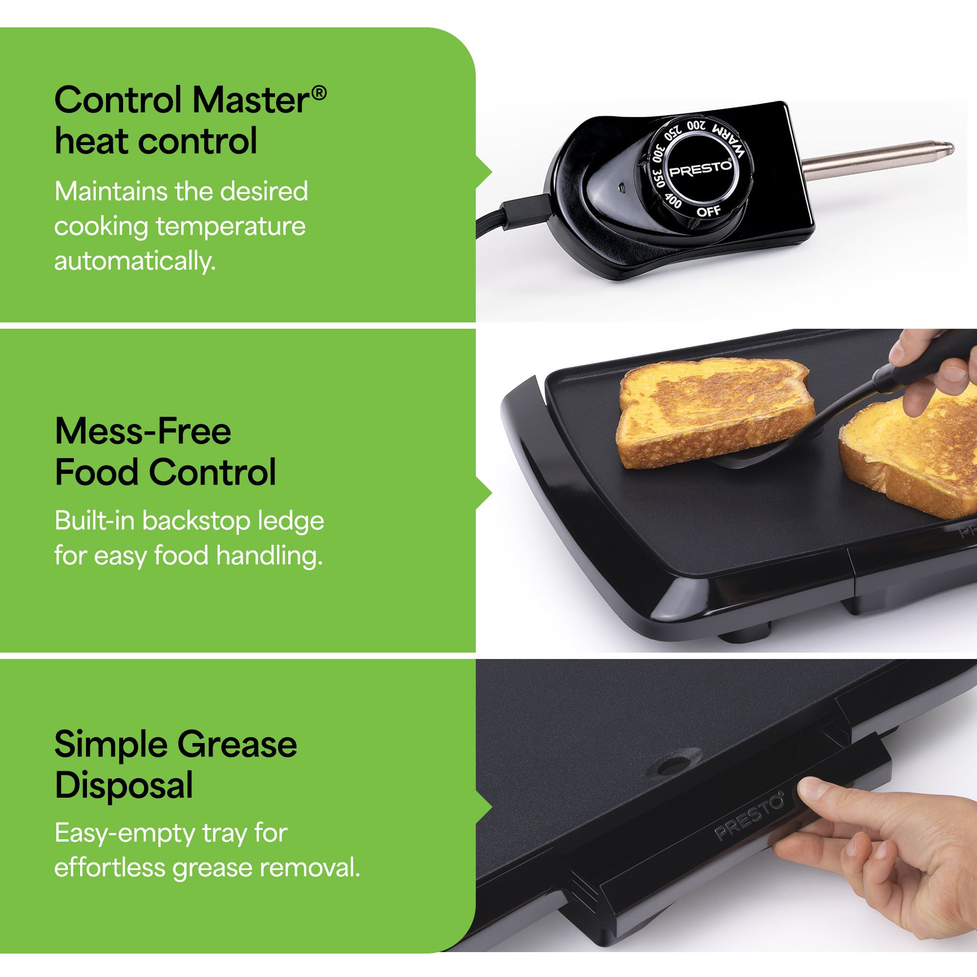 Presto Cool-Touch Electric Griddle, 10.5" x 16" Ceramic Nonstick Flat Top Grill (Used)