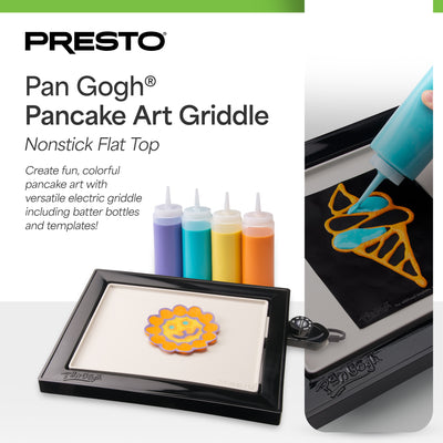 Presto PanGogh Electric Griddle w/ Batter Bottles & Template, Nonstick Flat Top - VMInnovations