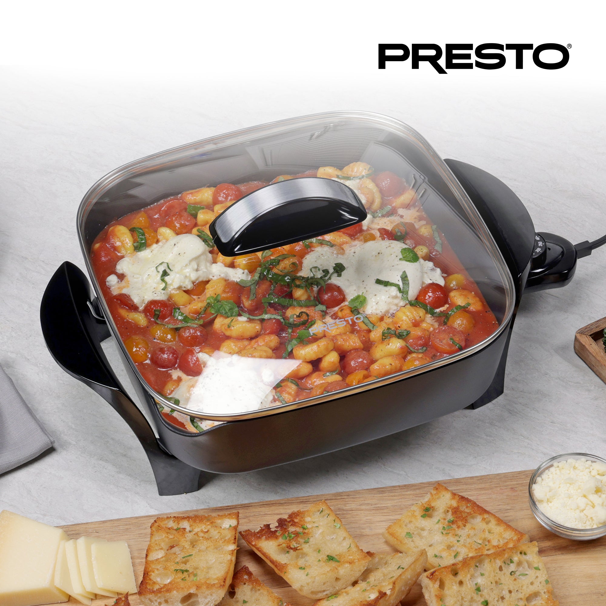 Presto 12In Electric Skillet w Glass Cover, Nonstick Multi-Use Pan, (Open Box)