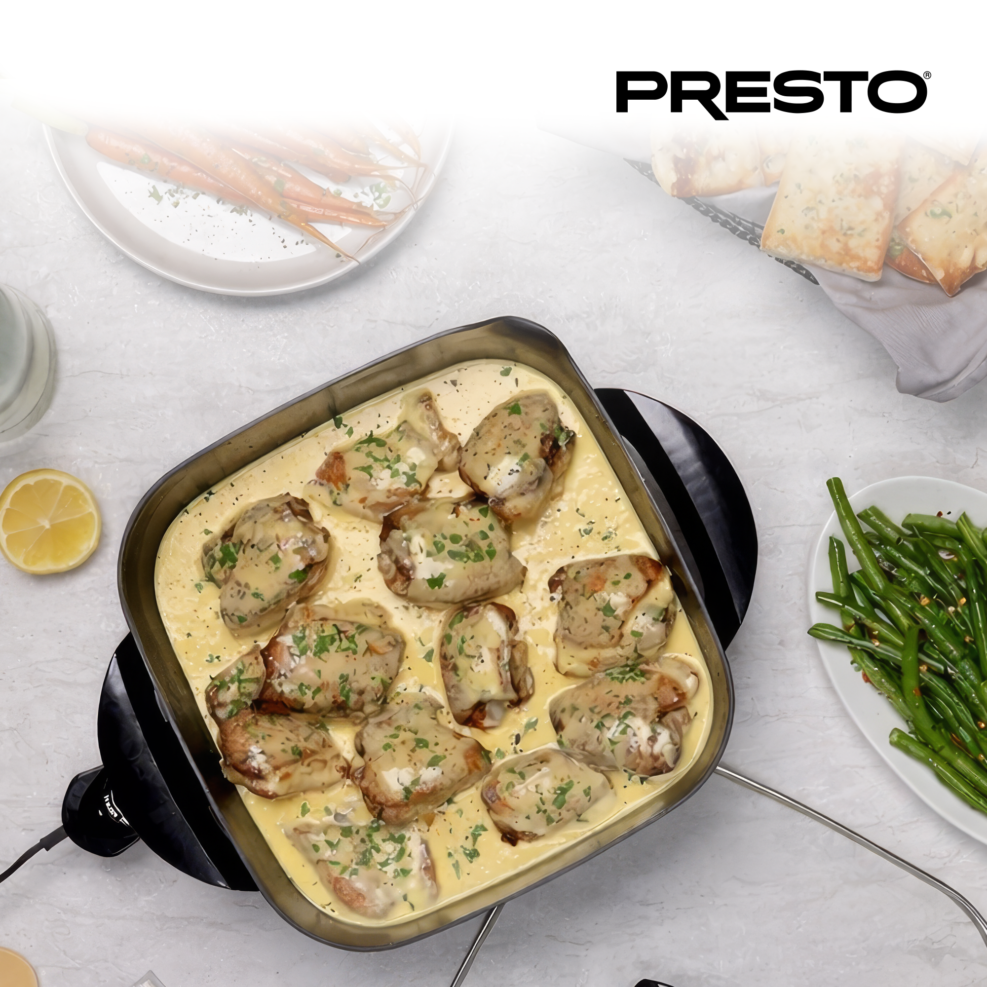 Presto 12In Electric Skillet w Glass Cover, Nonstick Multi-Use Pan, (Open Box)