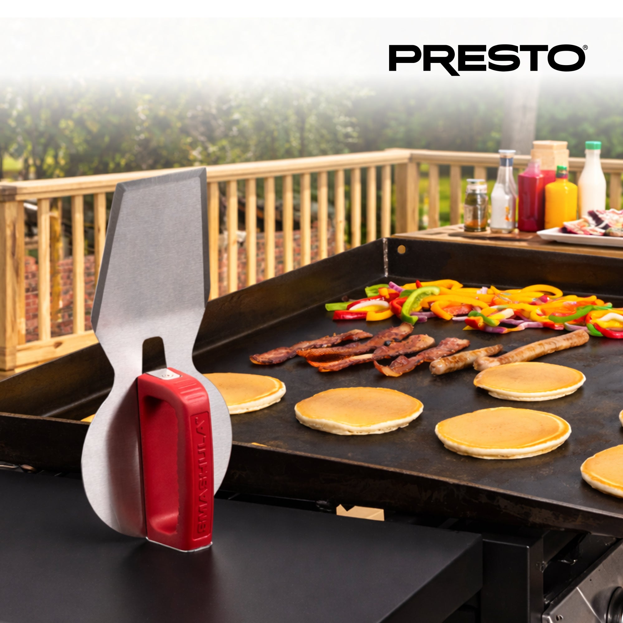 Presto Smashula Burger Press and Spatula, Stainless Steel 4 In 1 Grill Tool